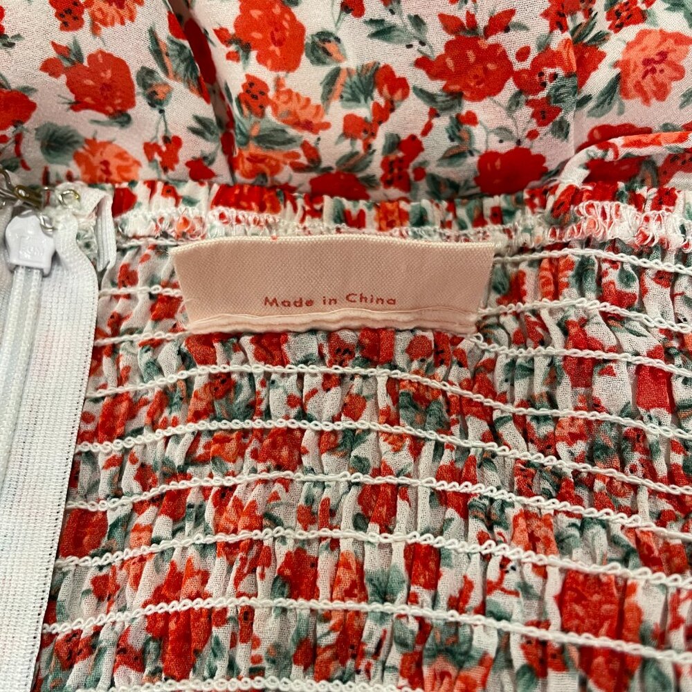 SHOWPO Monaco Sweetheart Red/White Floral Ruched Empire Midi Dress Women 14 - Picture 10 of 12